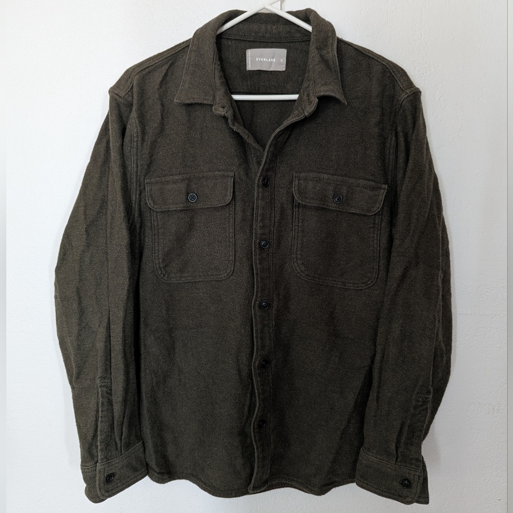 Everlane Mens XL Heavyweight Overshirt Shacket Cotton Pre Owned Brown